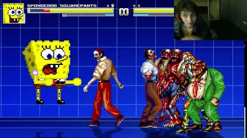 SpongeBob SquarePants VS Zombies In An Epic Battle In The MUGEN Video Game With Live Commentary