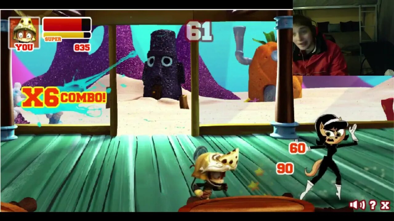 Kitty Katswell VS Monkey In A Nickelodeon Super Brawl 2 Battle With Live Commentary