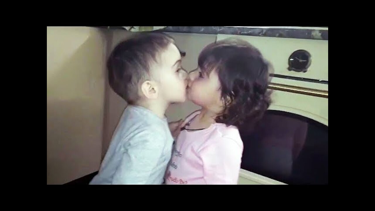 Oppps Funny Babies Kissing Cute Video - Funniest Home videos Baby Love