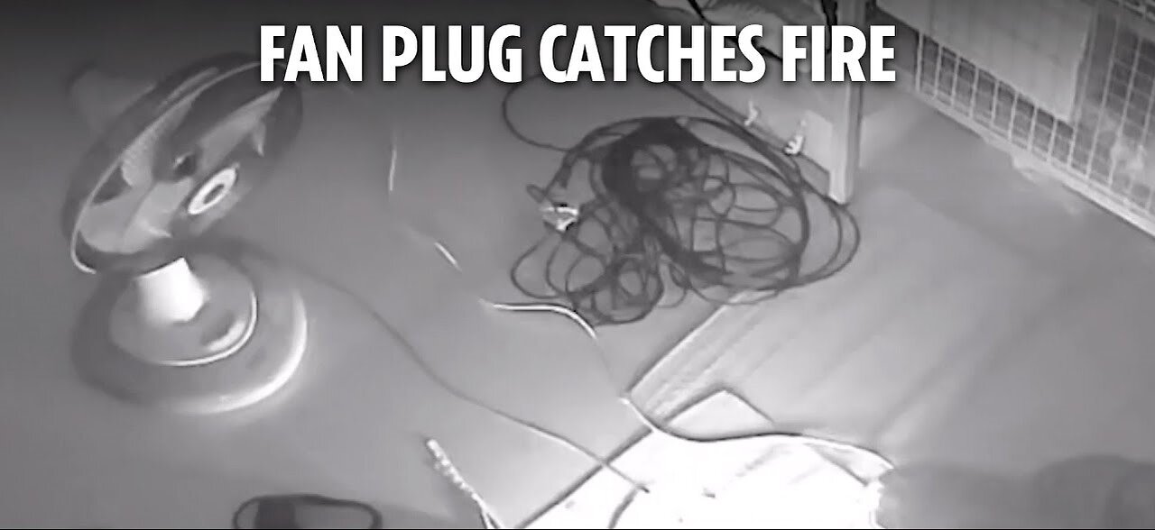 Fan plug BURSTS into flames while family sleeps