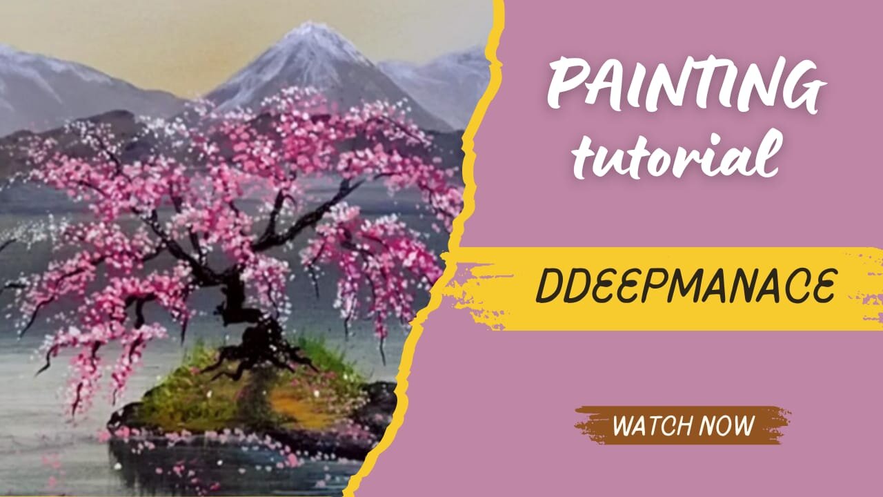 How to Paint a Cherry Blosson Tree/ Acrylic Painting Landscape Step by Step