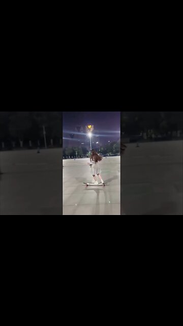 Sweet Chinese Girl Is Always Riding Her Skateboard