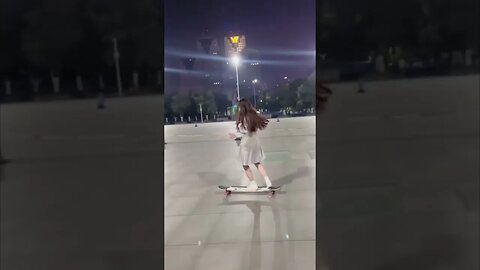 Sweet Chinese Girl Is Always Riding Her Skateboard