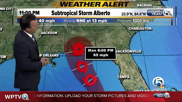 Subtropical Storm Alberto: Heavy rainfall continues to spread northward over Florida