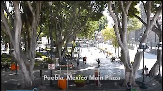 View of Puebla Zocalo from a Terrace Bar