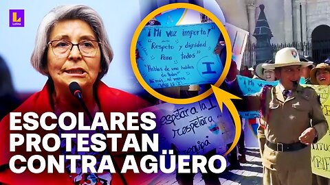 Escolares arequipeños protestan contra congresista María Agüero tras polémicos comentarios