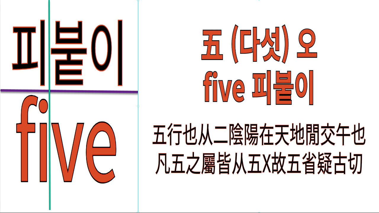 북미캐나다주 홍무정운 한자 五 다섯 오, five 피붙이_ 최초공개!!!