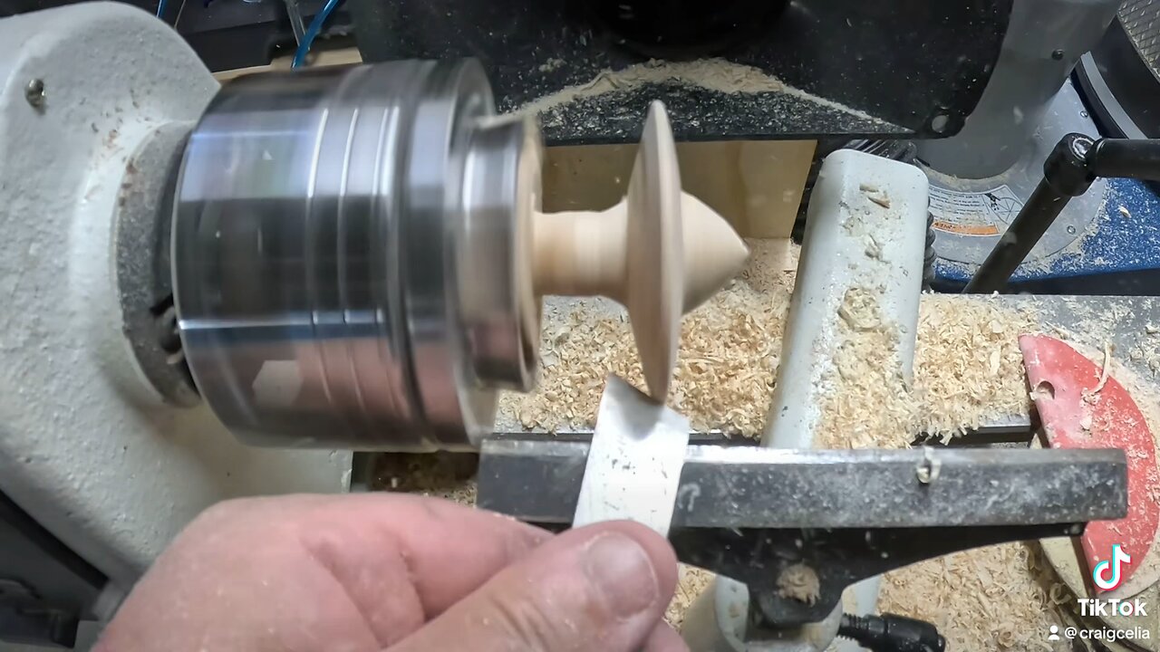 Woodturning Woodworking Lathe a Spinning Top for kids