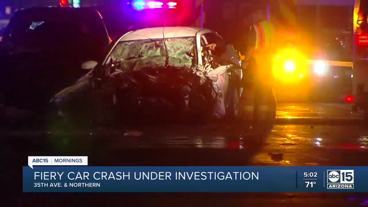 Fiery crash under investigation near 37th Ave and Northern