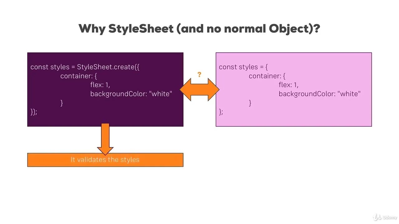 74 - Using StyleSheet vs Normal JS Objects | REACT NATIVE COURSE