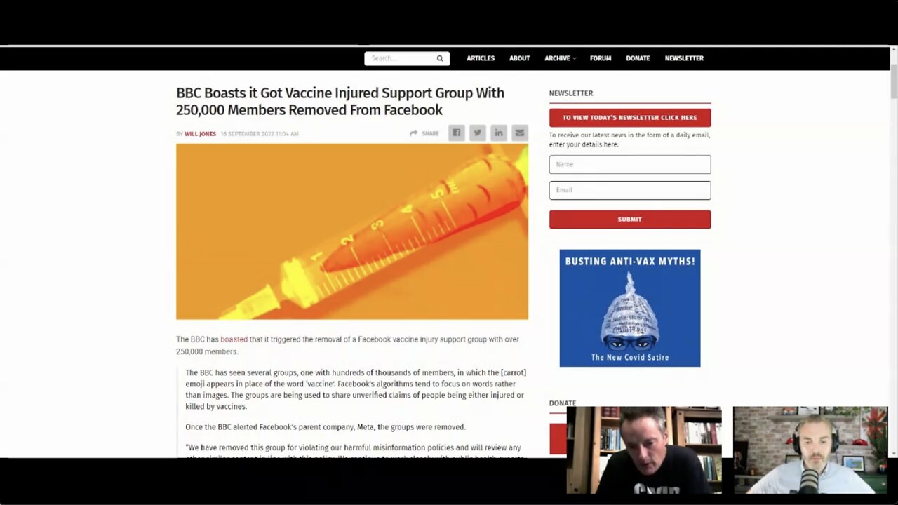 Dr. Niall McCrae - BBC removes vaccine injured support group from Facebook