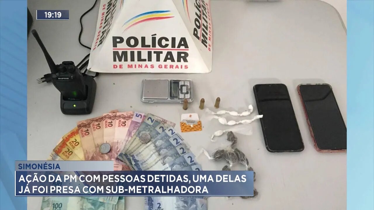 Simonésia: Ação da PM com Pessoas Detidas, uma delas já foi Presa com Sub-Metralhadora.