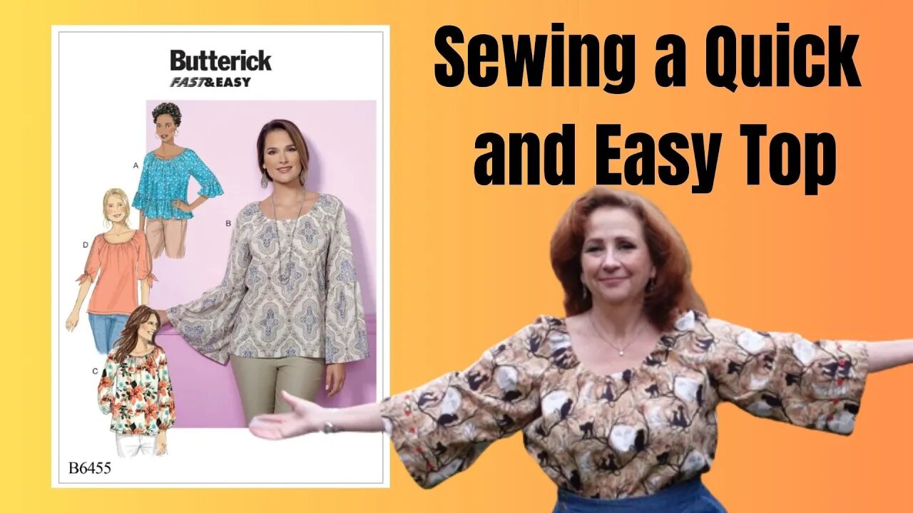 Sewing Butterick 6455 Fast and Easy Black Cat Top