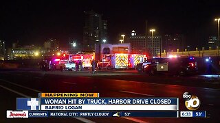 Barrio Logan-area street shut down after woman hit by truck