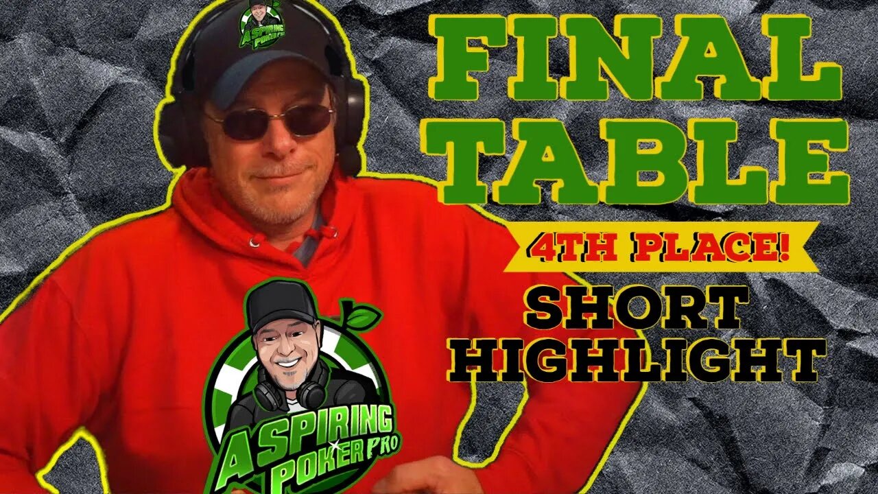 4TH PLACE FINISH $1000 GTD POKER TOURNAMENT: Poker Vlog final table highlights #SHORTS