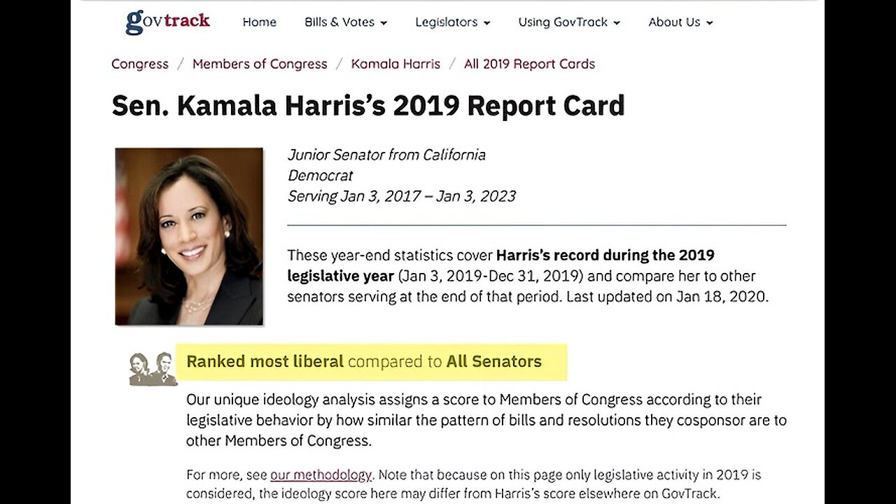 PILNE: GovTrack właśnie USUNĄŁ swoją stronę z 2019 r., w której Kamala Harris została uznana ...