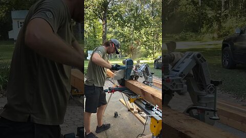 Cutting 4x6 cedar post #woodworking #shorts #mitersaw #construction #diy