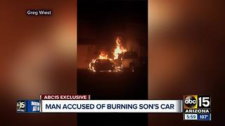 Man accused of burning son's car over missing payments