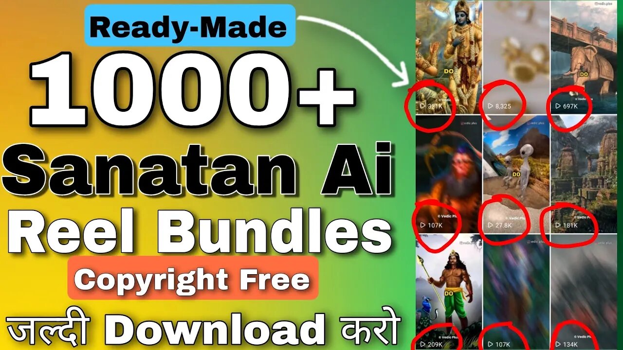 1000+ Free Sanatan Ai Readymade Hindi Reels HQ Bundle | Free Viral Ai Sanatan Reel Bundle