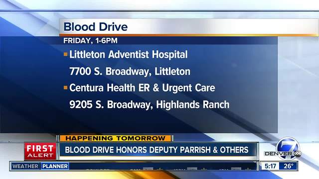 Centura Health blood drive honors fallen deputy Zachary Parrish and first responders