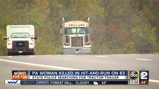 Woman hit, dragged in deadly tractor-trailer hit-and-run on I-83