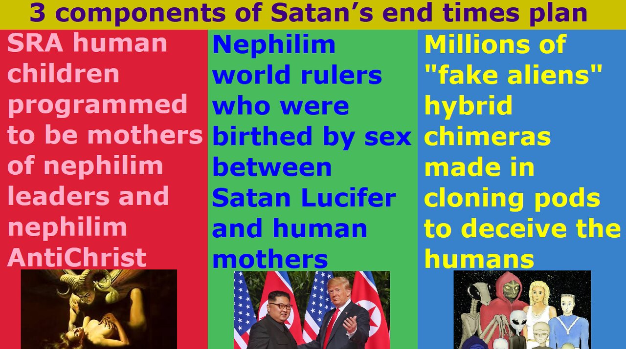 Satan's End Times plan 3 component: nephilim mothers & nephilim world leaders & millions fake aliens