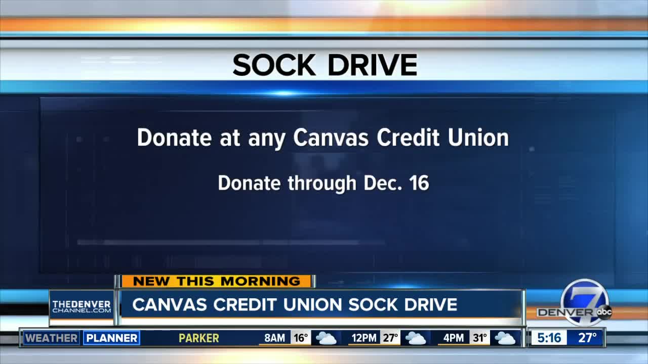 Canvas Credit Union collecting socks