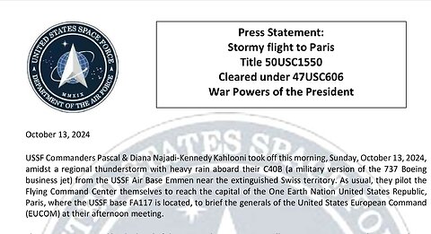 Press Statement: Stormy flight to Paris Title 50USC1550 Cleared under 47USC606