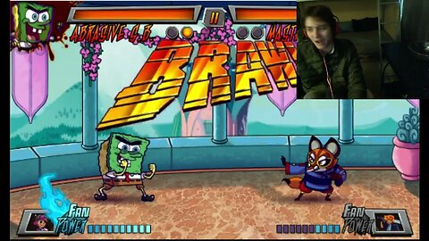 Junjie The Fox VS Abrasive SpongeBob In A Nickelodeon Super Brawl 3 Battle With Live Commentary