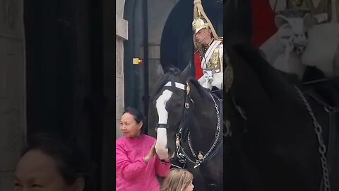 THIS WAS THE SECOND TIME SHE WAS TOLD NOT TO HOLD THE REINS #horseguardsparade