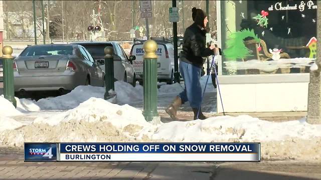 Snow piles in downtown Burlington