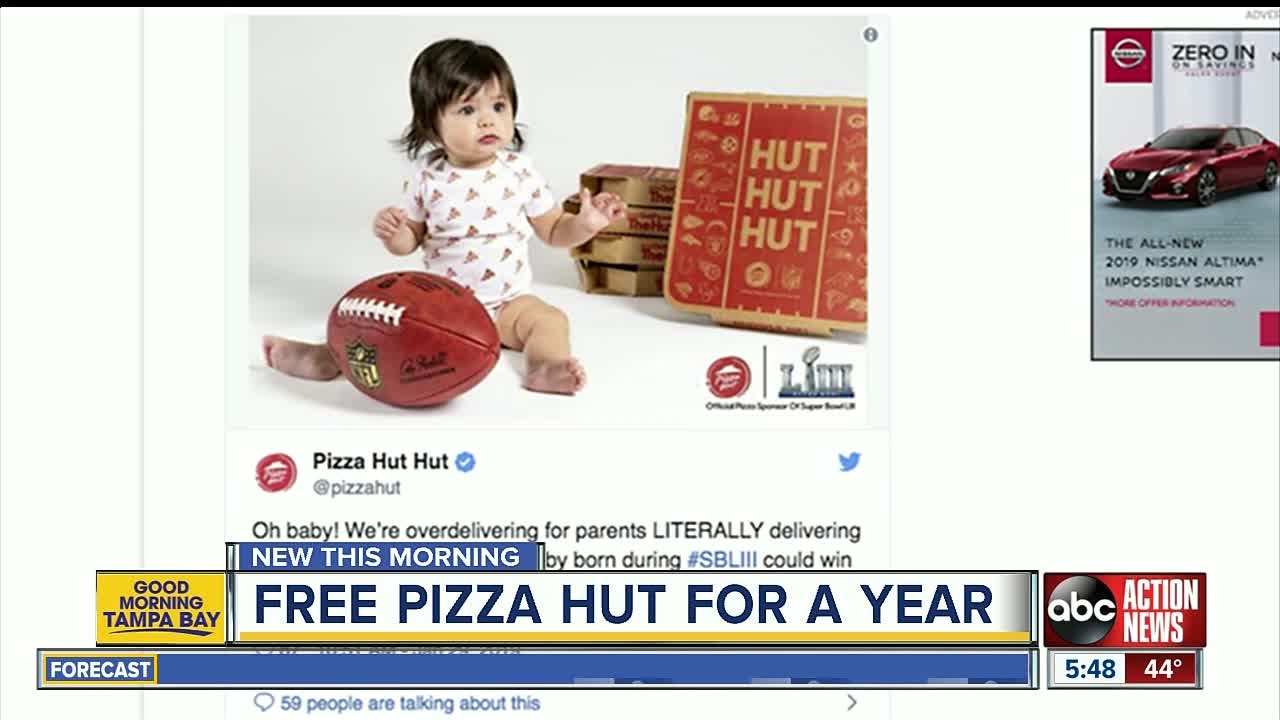 Pizza Hut giving parents of first baby born during Super Bowl free pizza for a year