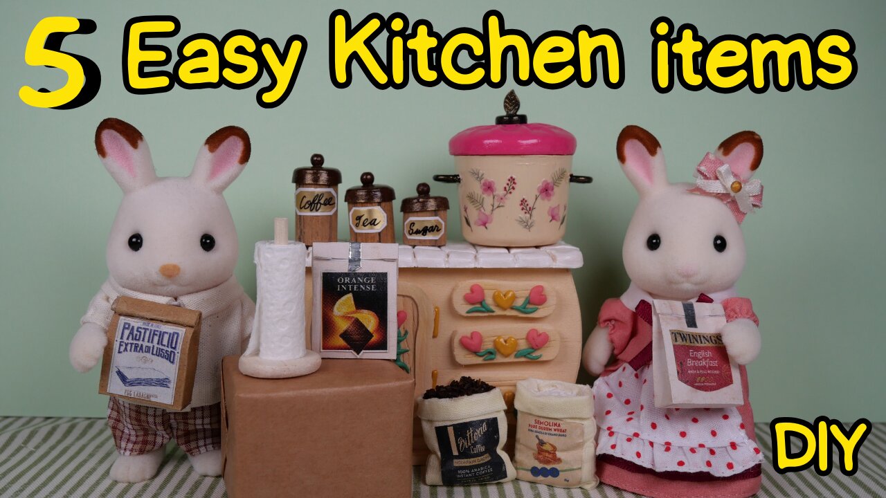 5 Easy to make miniature kitchen items【簡単】ミニチュア🐰キッチン用品/Sylvanian families/シルバニアファミリー/Calico critters/シル活