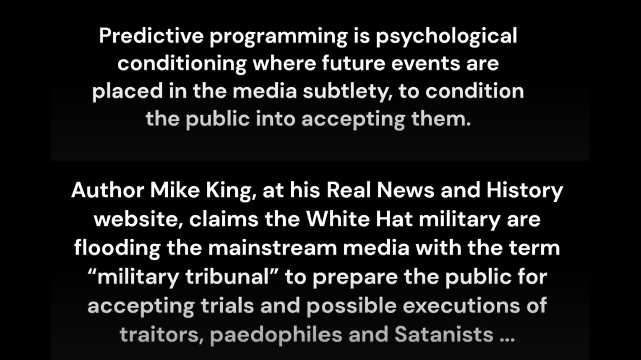 *PIKEMAN* Mike King Theory: PATRIOTS IN CONTROL 2: WHITE HAT PSYOPS PART 2 – MILITARY TRIBUNALS