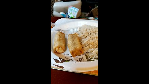 Eating Tai Pei Chicken Egg Rolls, Dbn, MI, 10/22/24