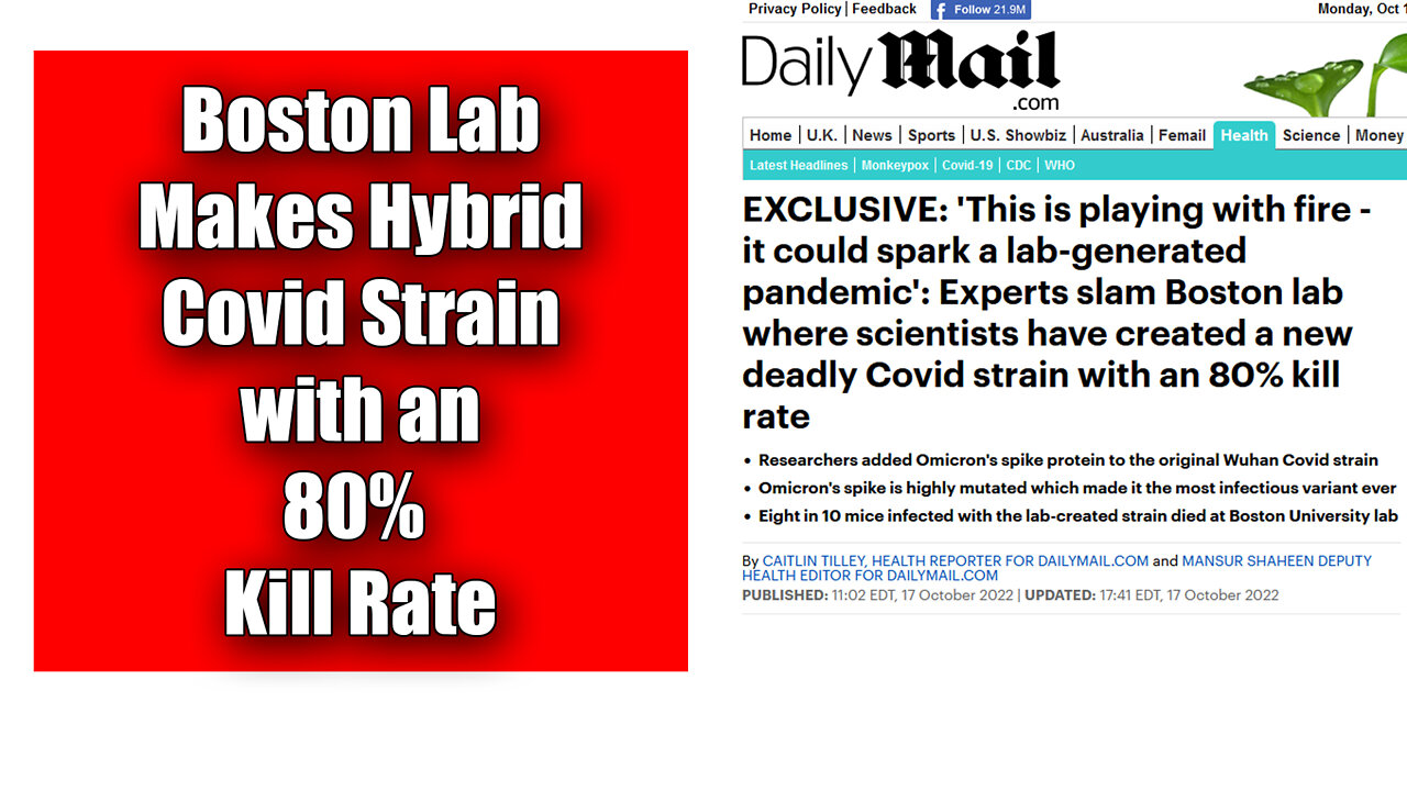 Boston Labs Creates Hybrid Omicron and Original Wuhan Strain With 80% Kill Rate