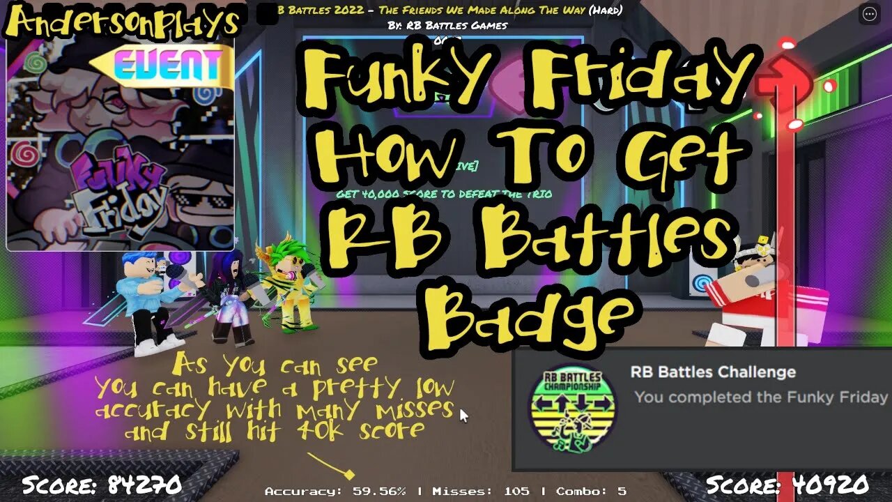 AndersonPlays Roblox Funky Friday - How To Get RB Battles Badge In Funky Friday - RB Battles 3