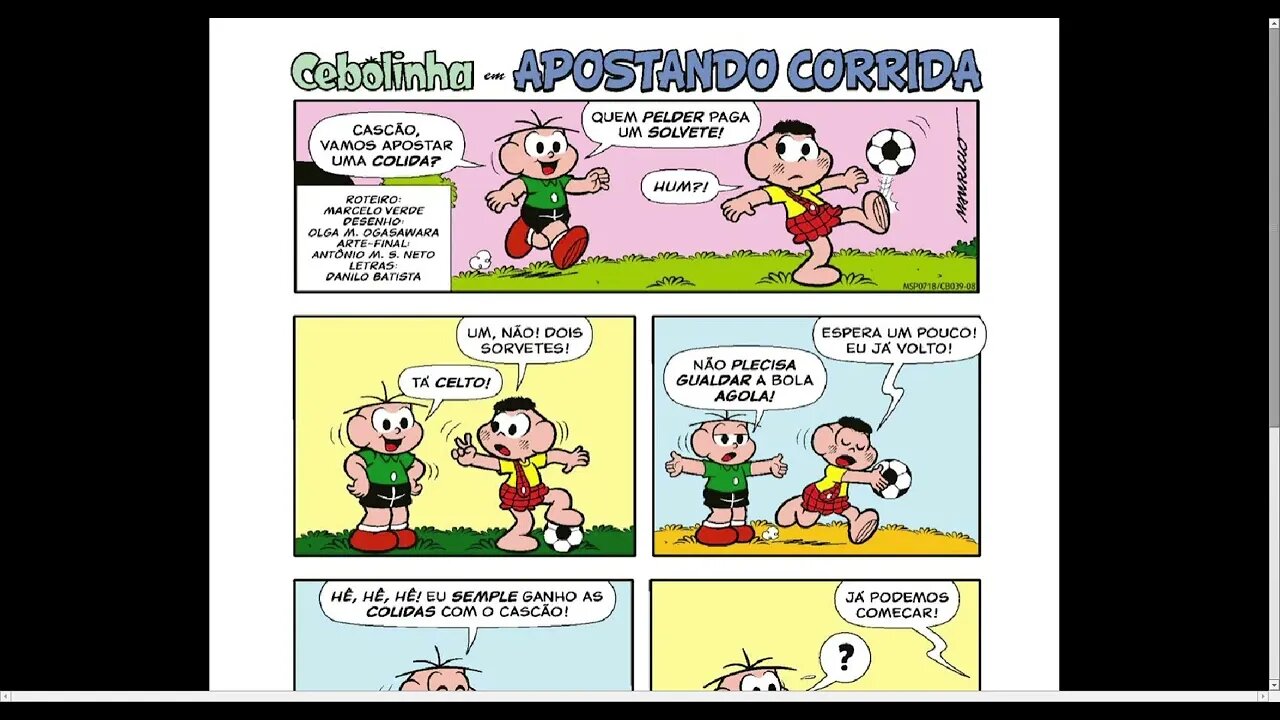 Cebolinha Em Apostando Corrida [Pause o Vídeo Caso Não Consiga Ler]