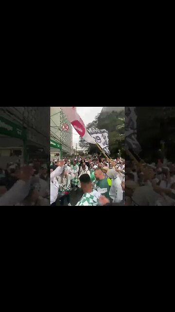Torcedores de Palmeiras e Vasco juntos confraternizam do lado de fora do Allianz Parque