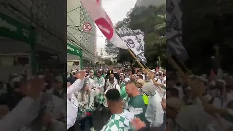 Torcedores de Palmeiras e Vasco juntos confraternizam do lado de fora do Allianz Parque