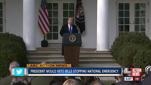 President Trump would veto bills stopping national emergency