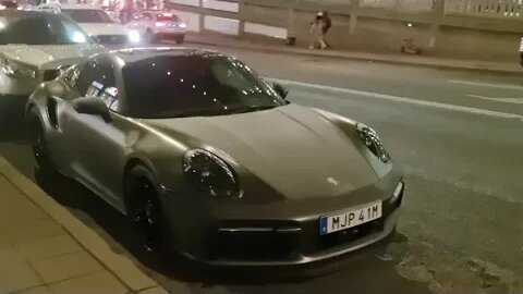 [8k]] Matte Grey Porsche 992 Turbo S a great wintercar. Optional black brake calipers.