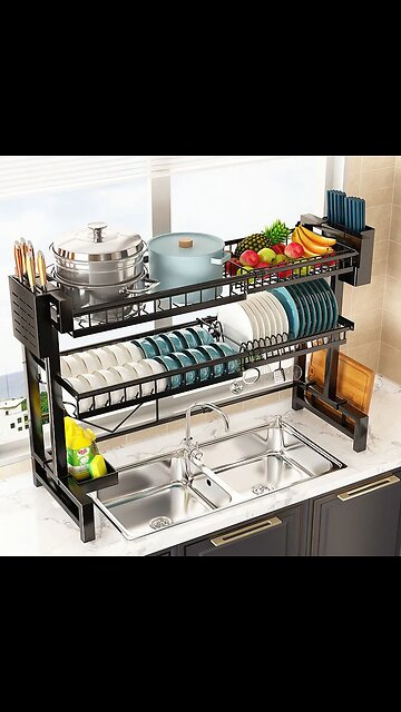 ANNUAL SALE!! Kitchen Storage Shelf Above The Sink Stretchable Bowl Draining Rack