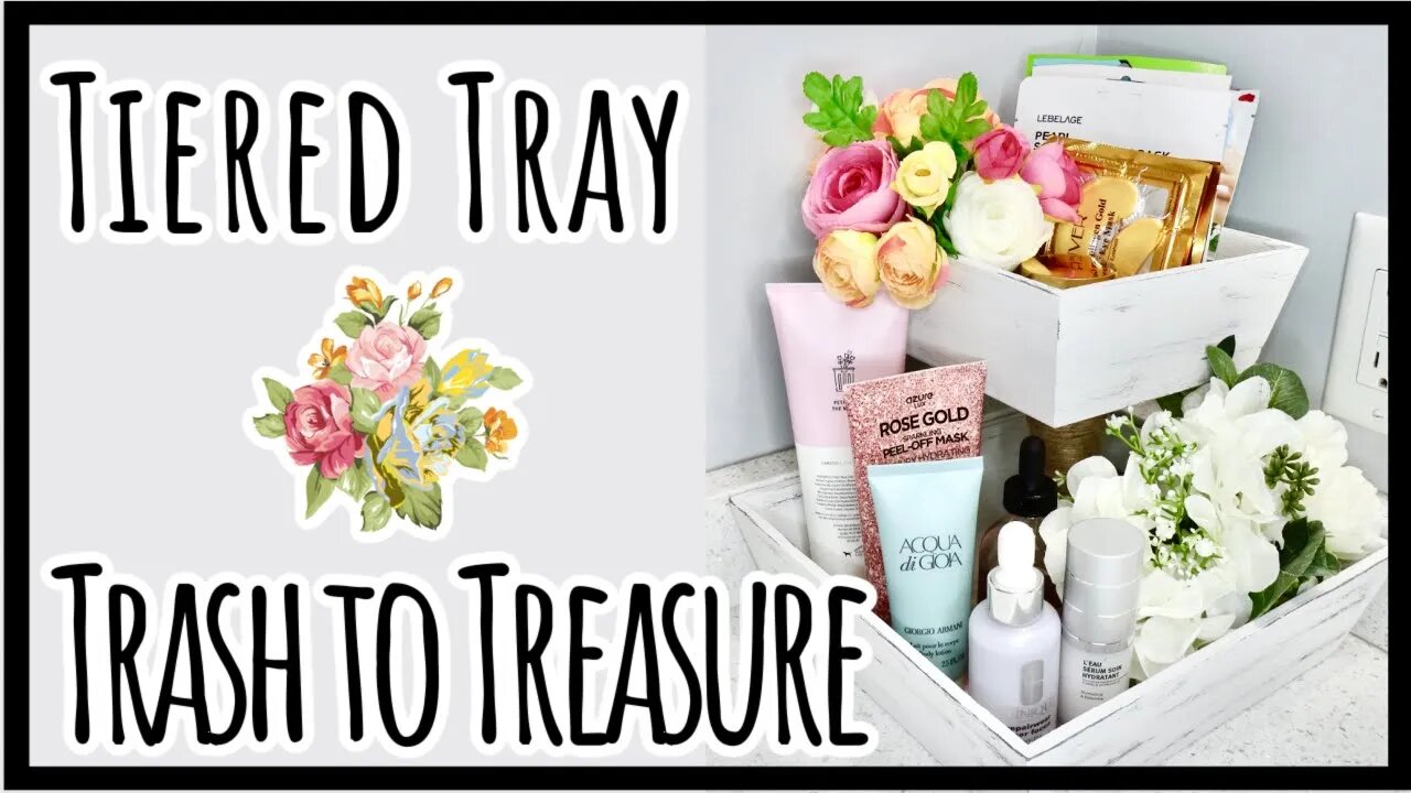 TRASH TO TREASURE TIERED TRAY BATHROOM BEAUTY TRAY ON A BUDGET FARMHOUSE HOME DECOR