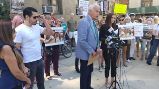 The Rally to Prosecute Criminal Carriage Horse Cages outside @ManhattanDA hosted by