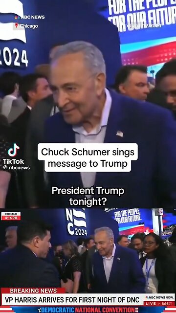 Creepy Chuck Schumer sings a message to Donald Trump during the DNC