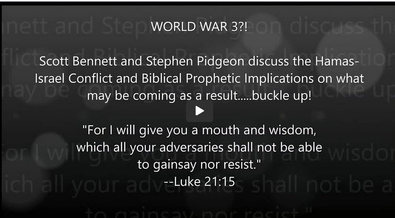 Scott Bennett & Stephen Pidgeon: The Hamas-Israel Conflict and more..2023-10-11