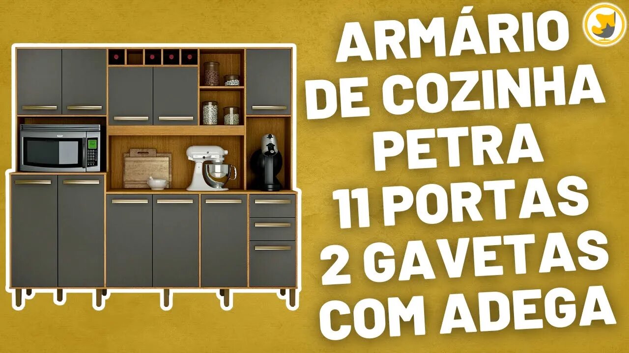 Armário de Cozinha Petra 11 Portas 2 Gavetas com Adega Valdemoveis