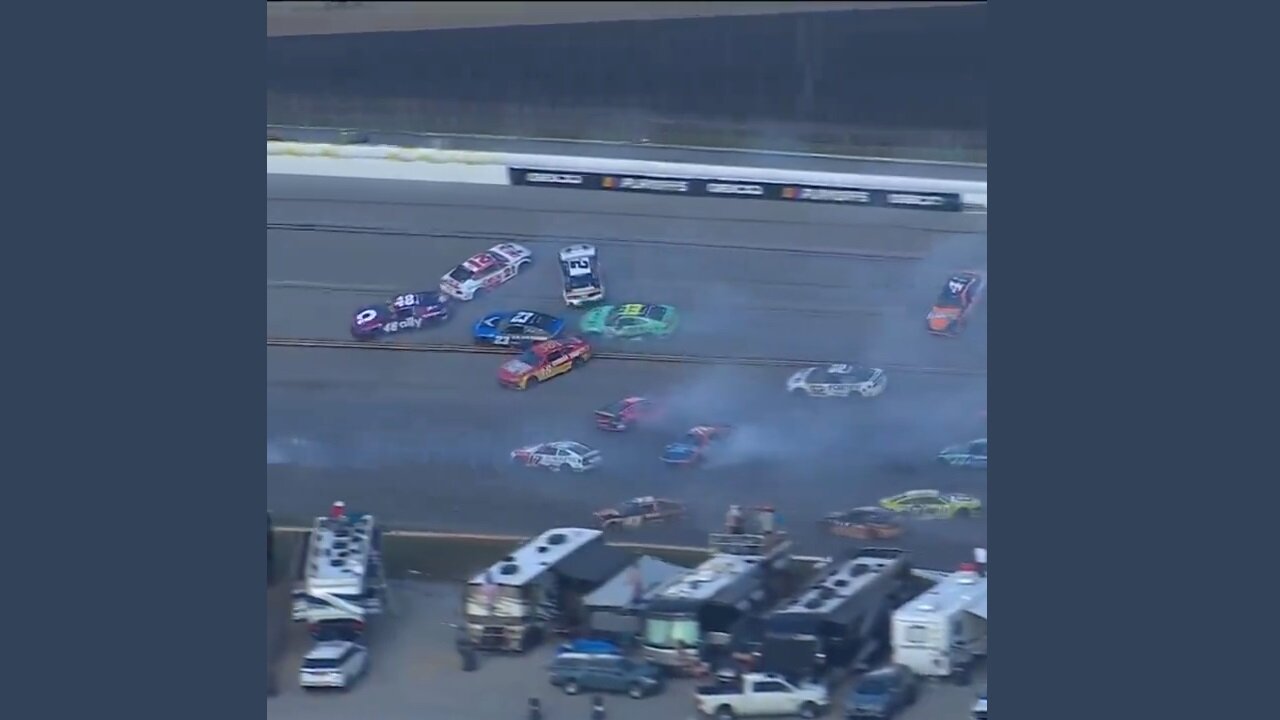 NASCAR - Big trouble on the backstretch! Biggest NASCAR crash ever.