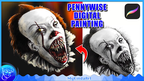 Digital Art Painting Tutorial | Drawing Pennywise the Clown ("IT" 2017)